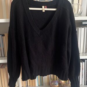 PILCRO - ANTHROPOLOGIE NWOT Women's Black V-Neck Sweater